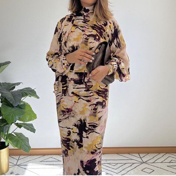 Zara Dress Printer Midi Multicolored New - Picture 7 of 8